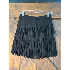 Mi Ami for Francesca’s women’s medium Faux Suede Fringe black mini  Skirt